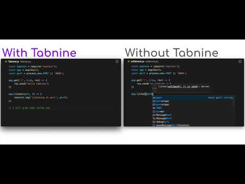 With Tabnine || Without Tabnine