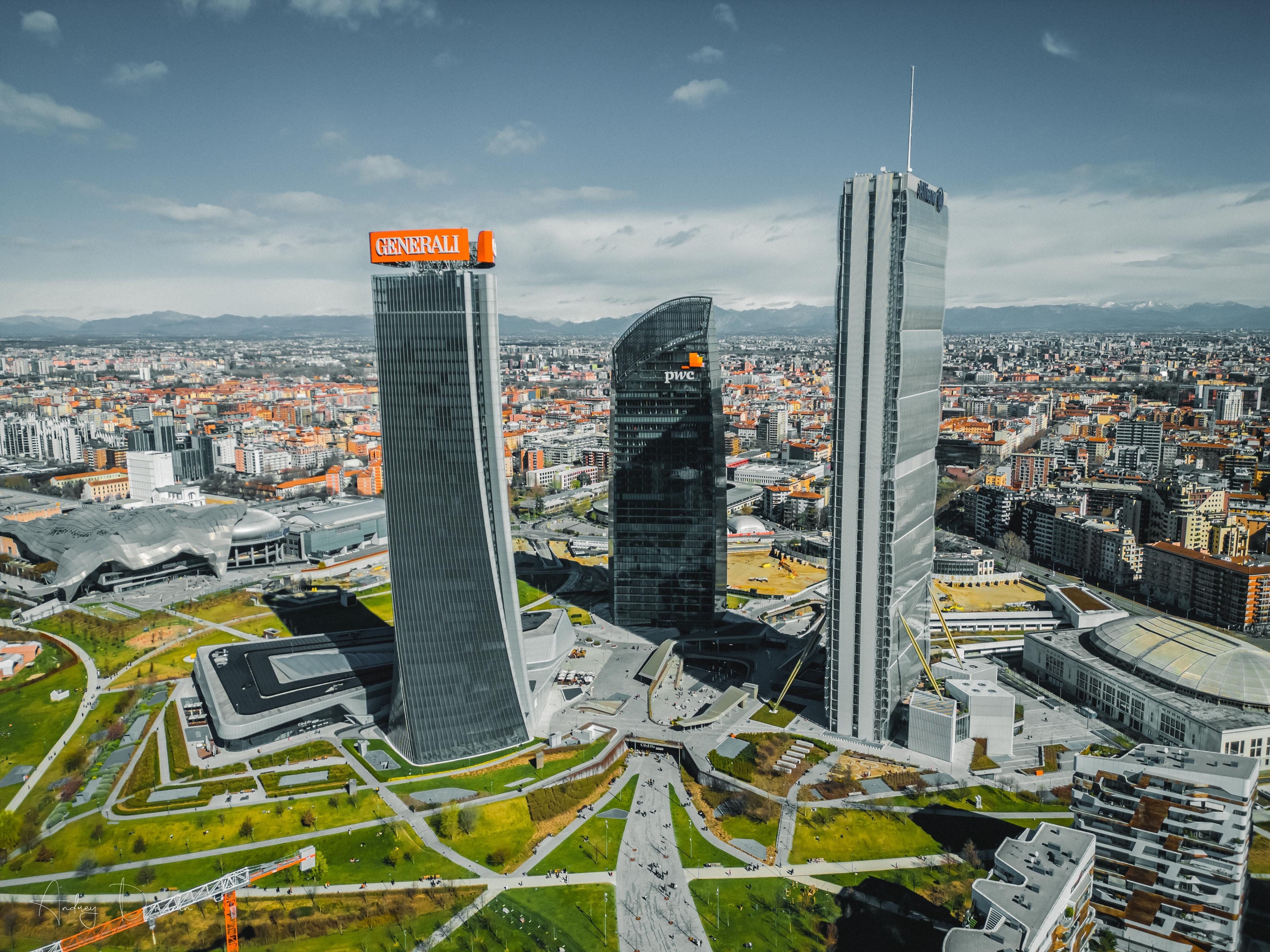 Milan,,Italy,-,23.06.2023:,Capital,City,Architecture.,Corporate,Buildings,Aerial