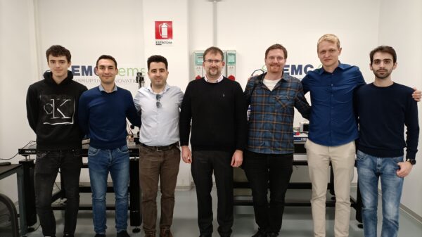 From left to right: Campagna (EMC Gems), Hoxha (Università Udine), Qama (Renesas), Specogna (CEO EMC Gems), Pichler (Renesas), Pitassi (EMC Gems), Vacalebre (Università Udine)