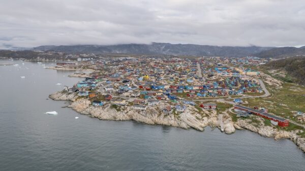 Cityscape,From,Drone,In,Disko,Bay,,Ilulissat,,Greenland,,Denmark,,Europe